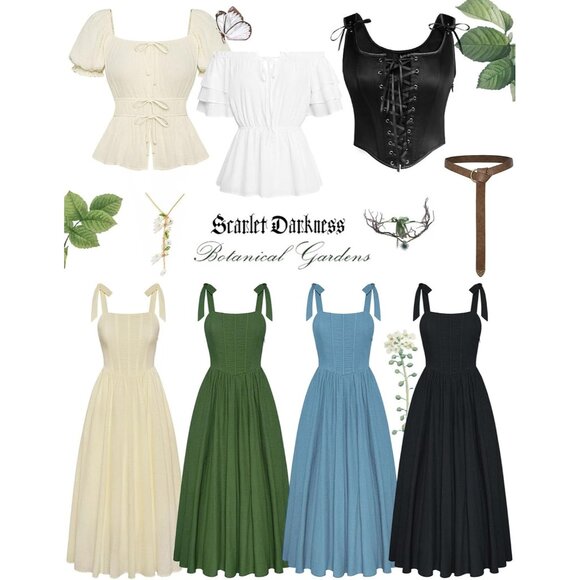 Women Corset Dress Square Neck Cottagecore Fishbone A-Line Sundress - Picture 6 of 9